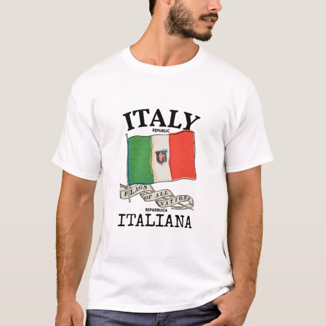 Länderflagge Vintag Italien T-Shirt (Vorderseite)