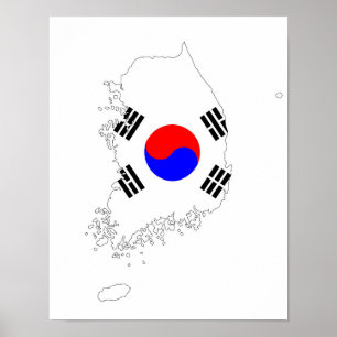 Länderflaggenplan Südkorea - Silhouette Poster