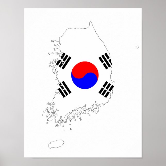 Länderflaggenplan Südkorea - Silhouette Poster (Vorne)