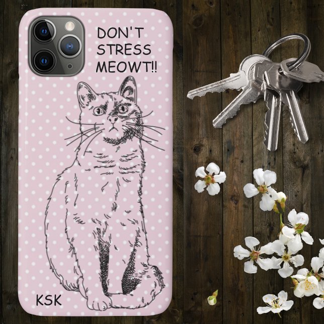 Länderkatze Nicht Stress MEOWT Pink Polka Dot Case-Mate iPhone Hülle (Von Creator hochgeladen)