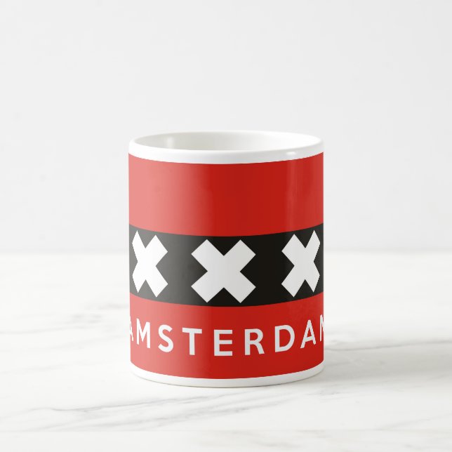Ländernametext der Amsterdam-Stadtflagge Kaffeetasse (Mittel)