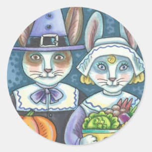 LÄNDERPILGRIMEN, ERNTEDANK-RABBIT-STICKER RUNDER AUFKLEBER