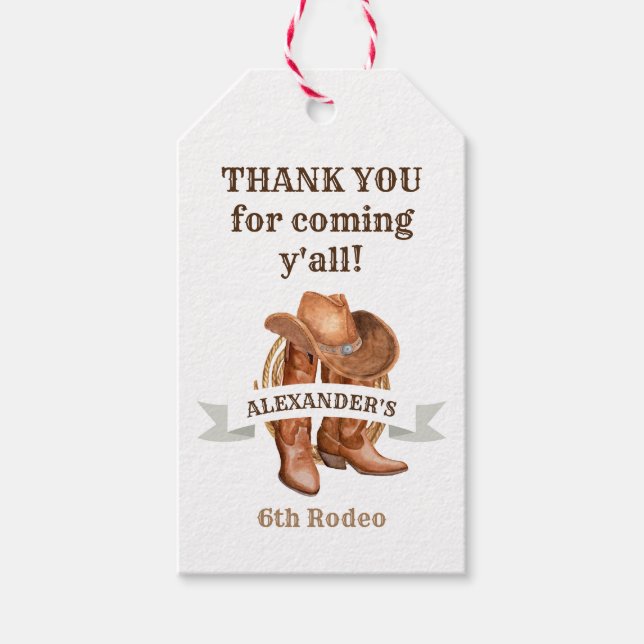 Länderstiefel, Hut und Lasso-Geschenketiketten Geschenkanhänger (Vorderseite)