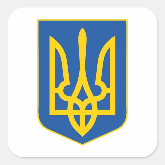 Ländersymbol der Ukraine Quadratischer Aufkleber (Vorderseite)