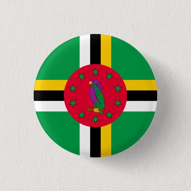 Landesflagge Dominicas Button (Vorderseite)