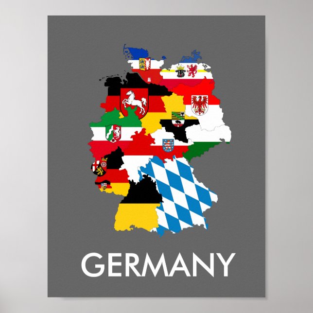 Landesflagge für deutsche Regionen mit Symbol Poster (Vorne)