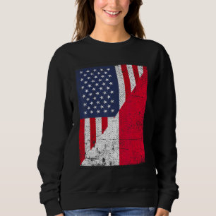 Landesflagge halb USA halb Polen Sweatshirt
