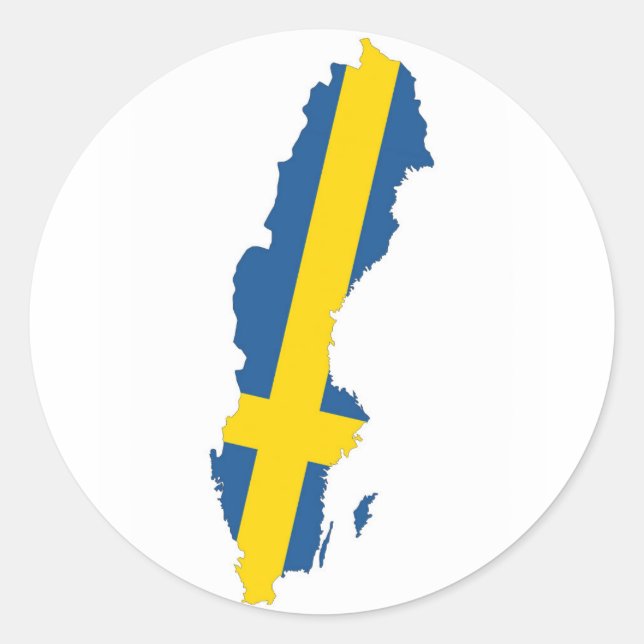 Landesflaggenkarte für Schweden Runder Aufkleber (Vorderseite)