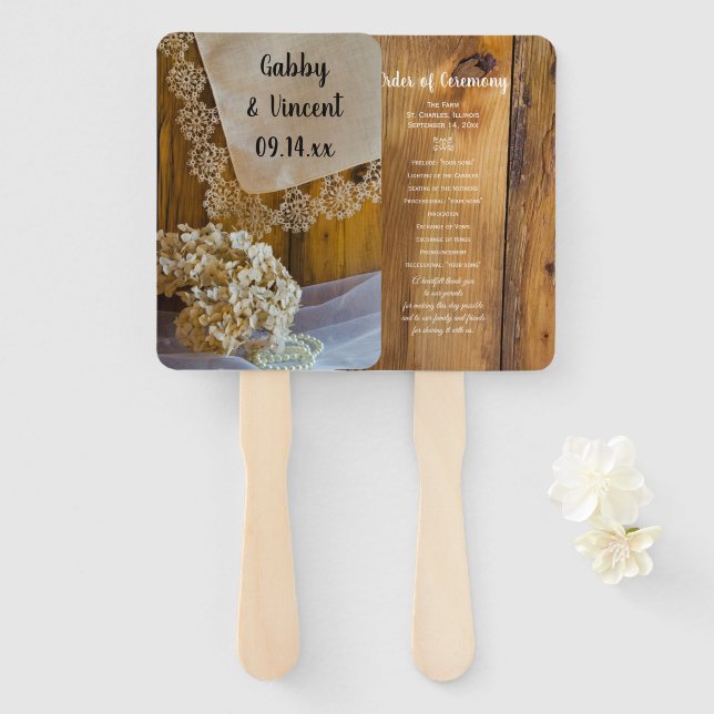 Landeshauptstadt und Blume: Hochzeitsprogramme Fächer (Vorne und Hinten)