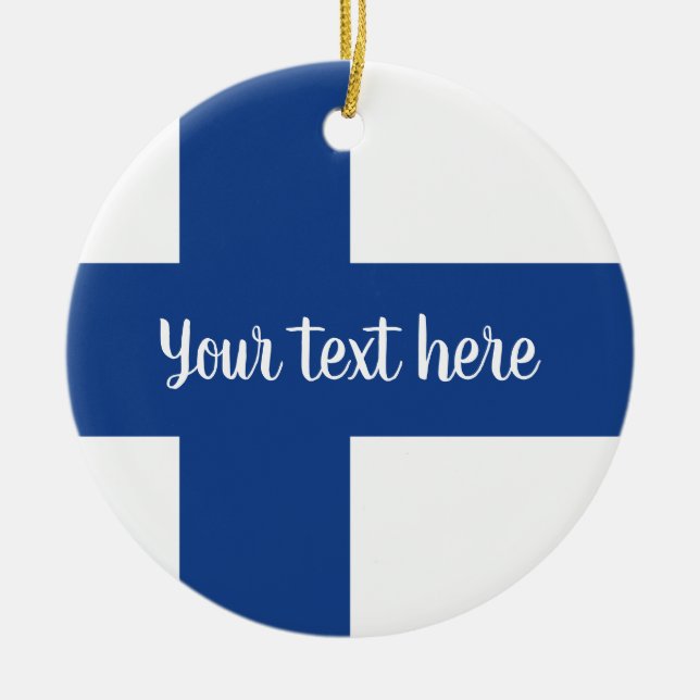 Landflagge des Finnland-Weihnachtsbaum-Fotos Keramik Ornament (Vorne)