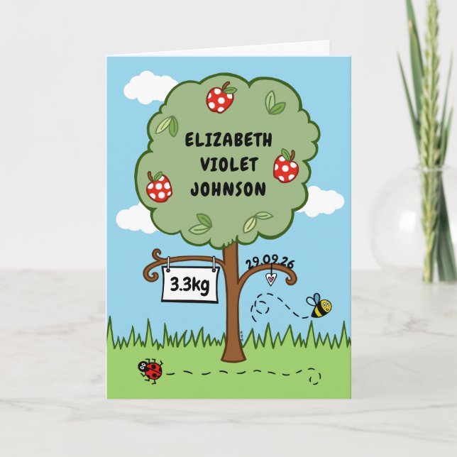 Landgarten Apfelbaum Neue Babys Karte (Vorderseite)
