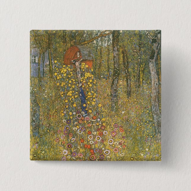 Landgarten mit Kruzifix (von Gustav Klimt) Button (Vorderseite)
