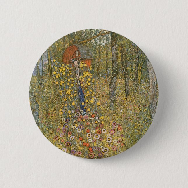 Landgarten mit Kruzifix (von Gustav Klimt) Button (Vorderseite)
