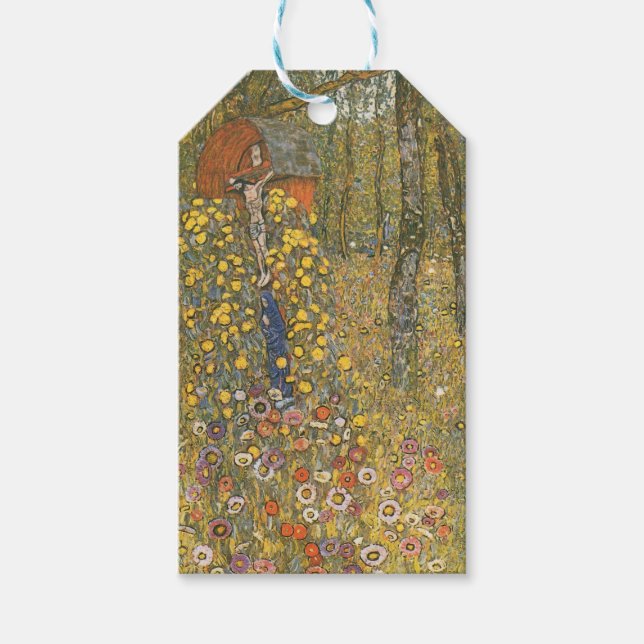 Landgarten mit Kruzifix (von Gustav Klimt) Geschenkanhänger (Vorderseite)