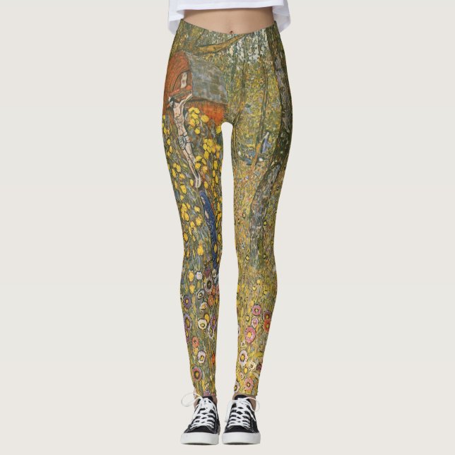 Landgarten mit Kruzifix (von Gustav Klimt) Leggings (Vorderseite)