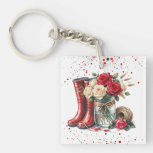 Landgarten Stiefel und Rosen Schlüsselanhänger