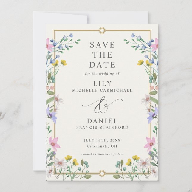 Landgarten-Wildblumen-Hochzeit Save The Date (Vorderseite)