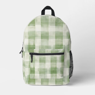 Landgrün Creme Kariert Gestreift Bedruckter Rucksack