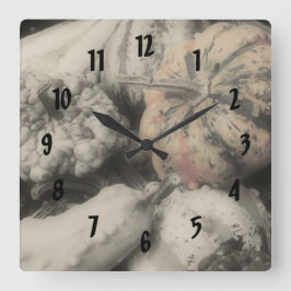 Landgüter in Schwarz-weißer Natur Quadratische Wanduhr