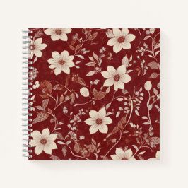 Landhaus-Blumenmuster in altem Rot Notizbuch