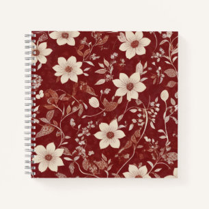 Landhaus-Blumenmuster in altem Rot Notizbuch