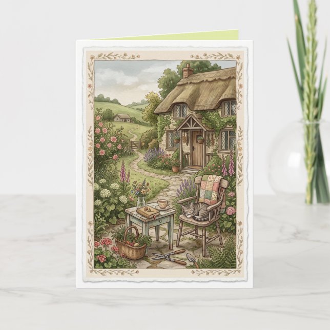Landhaus Boho Folk Blank Art Karte (Vorderseite)