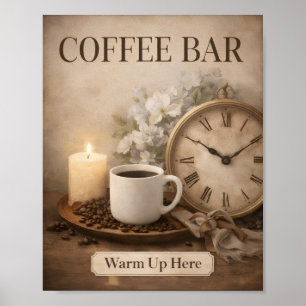 Landhaus-Coffee-Bar-Wandkunst-Druck Poster