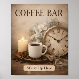 Landhaus-Coffee-Bar-Wandkunst-Druck Poster