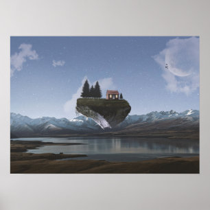 Landhaus, Fantasie Floating Land Poster