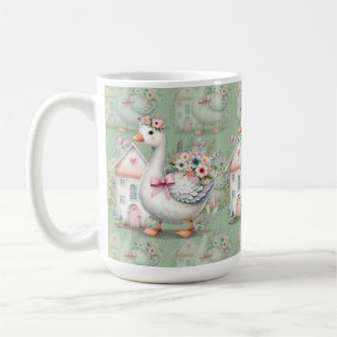 Landhaus-Gans-Blumenhaus-Szene Kaffeetasse