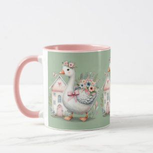 Landhaus-Gans-Blumenhaus-Szene Tasse