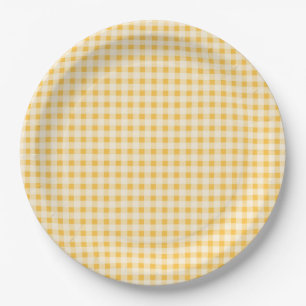 LANDHAUS-GELBE GINGHAM-PAPIERTELLER PAPPTELLER