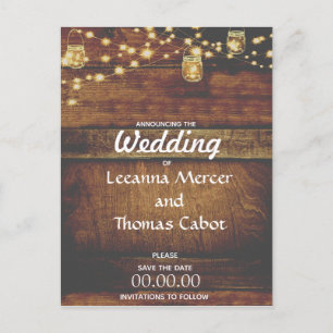Landhaus-Glamour Einladung zur Hochzeit Rustikale Postkarte