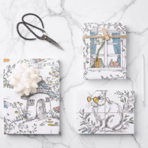 Landhaus im Vintage-Stil Wald Geschenkpapier Set