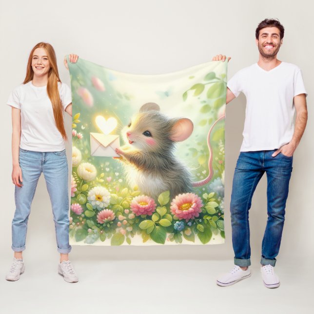 Landhaus-Maus-Liebesbrief-Wiese Fleecedecke (Beispiel)