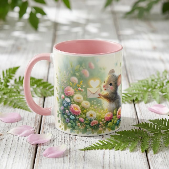 Landhaus-Maus-Liebesbrief-Wiese Tasse (Cottage Mouse Love Letter Meadow Mug)