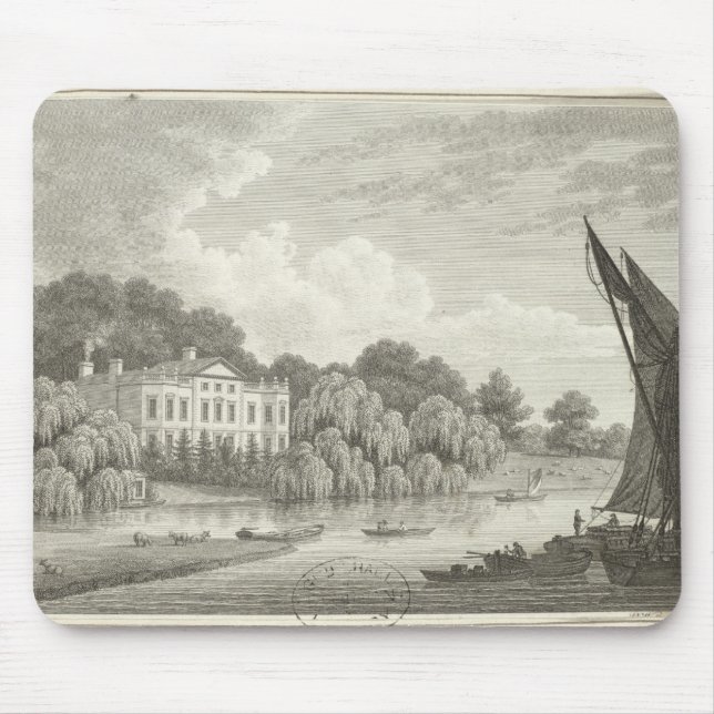 Landhaus mit See und Booten Mousepad (Vorne)