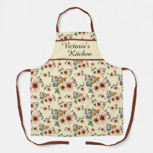 Landhaus-Rosa, Gelb, Rostfarbenes Floral Wasserfa Schürze