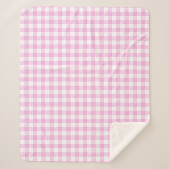 Landhaus-Rosa-Kariert Sherpadecke (Vorderseite)