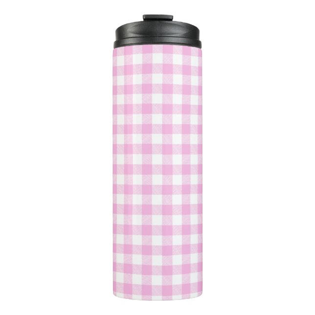 Landhaus-Rosa-Karo  Thermosbecher (Vorderseite)