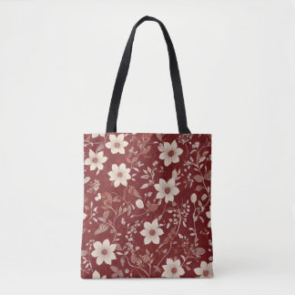 Landhaus-Rot-Cottage-Botanischer-Blumenmuster