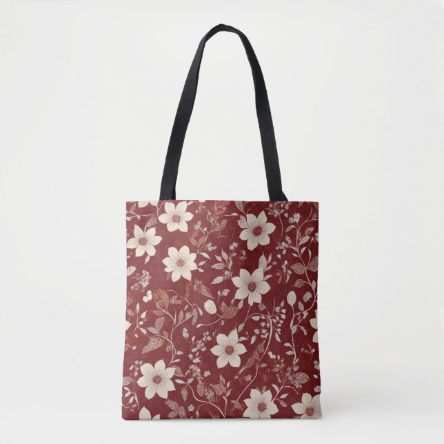 Landhaus-Rot-Cottage-Botanischer-Blumenmuster (Vorderseite)