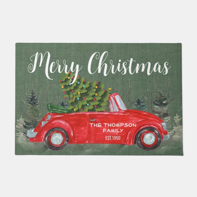 Landhaus roter LKW Grüne Burg Weihnachten Fußmatte (Vorderseite)