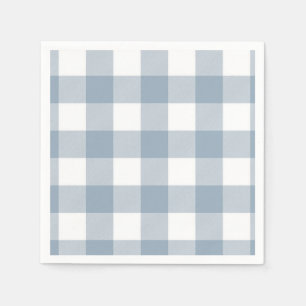 Landhaus-Rustikal Blaugrau Büffel-Karo Quadrat Serviette