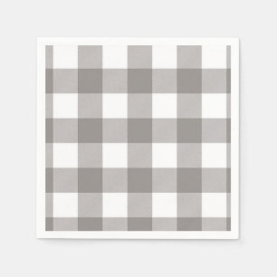 Landhaus-Rustikal Grau & Weiß Büffel-Karo Quadrat Serviette