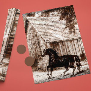 Landhaus-Rustikal-Scheune Pferd Geschenkpapier