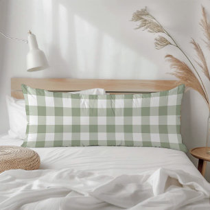 Landhaus-Salbei-Grün-rustikales Gingham-Karo-Karo Seitenschläferkissen