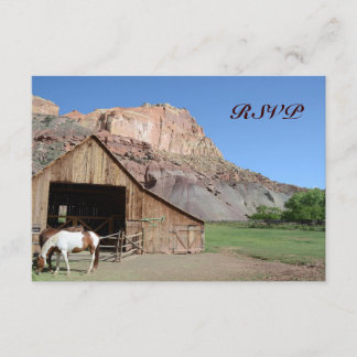 Landhaus-Stall-Pferde-Hochzeit-RSVP-Karten RSVP Karte