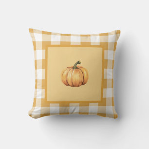 Landhaus-Stil Beige Karo-Kürbis Herbst-Dekoration Kissen