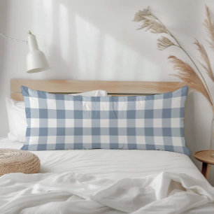 Landhaus-Stil Dusty Blue Rustikale Gingham-Karo Ka Seitenschläferkissen